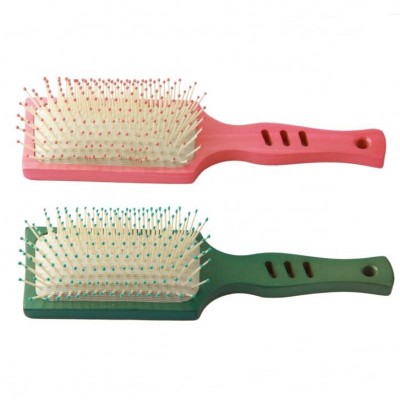 colorful wooden handle and plastic brush hair paddle brush