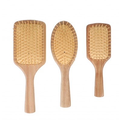 Customized Scalp Massage Air Cushion Wooden Round Square Paddle Brush Set