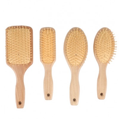 Scalp Massage Air Cushion Wooden Round Square Paddle Brush Set