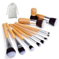 11 pcs Bamboo handle Makeup Brush Set