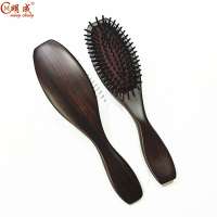 Wholesale 21cm Luxury Boutique ebony airbag  health massage paddle wooden mens hair brush