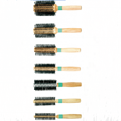 professional round hair brush wooden handle roller hairbrush