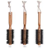 2020 new wooden hair brush round bristle hair brush detangling hair brush