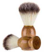 Wholesale High Quality Private Label Wooden Handle Shaving Brush False Boar Hair Bristle Beard Brush For Men